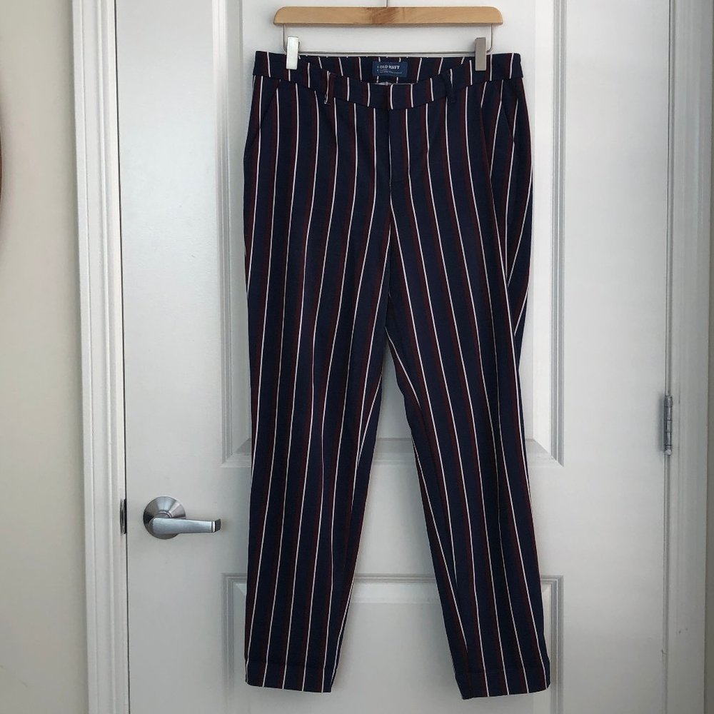 Stripped Straight Leg Trousers